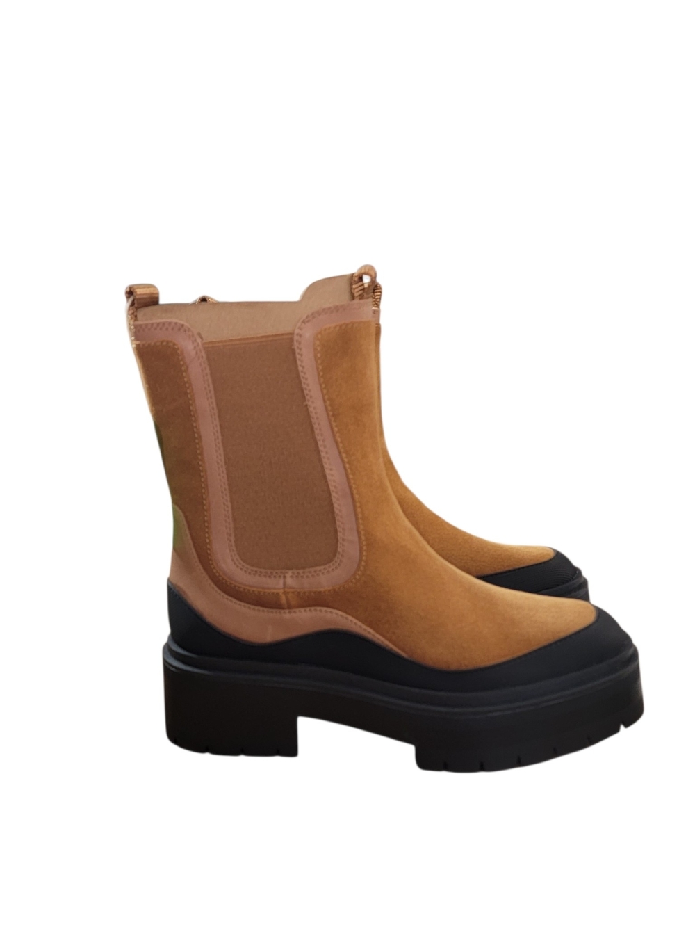 Sam Edelman Camel Suede Lulia  Boots with Black Lug Sole